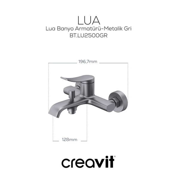 Lua Banyo Armatürü Metalik Gri - Resim 2