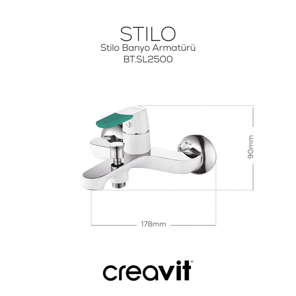 Creavit Stilo Banyo Armatürü Krom - Resim 2