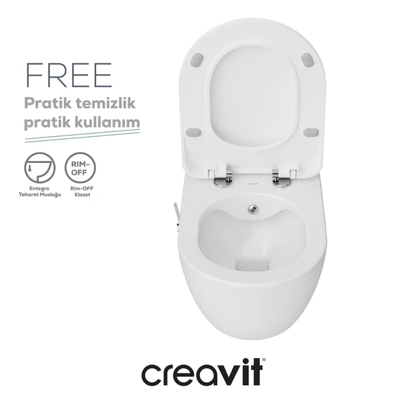Free Rim-Off T.M Duroplast Yavaş Kapanan Klozet Kapaklı Beyaz Set ürün görseli 1
