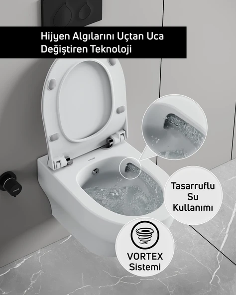 Ness Vortex Asma Klozet ve Kapak Seti - Resim 4