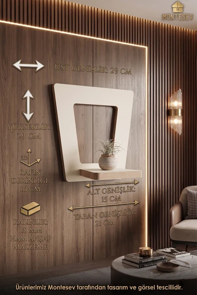 Ahşap Dekoratif Duvar Rafı 3 lü Set ( MTS-184 ) - Resim 5