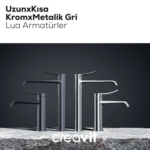 Lua Şelale Lavabo Armatürü Metalik Gri - Resim 4