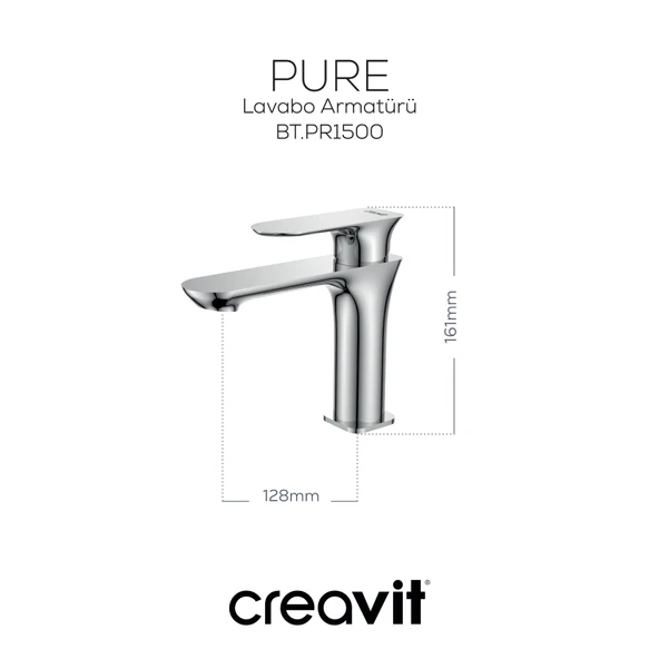 Pure Lavabo Armatürü Krom - Resim 2