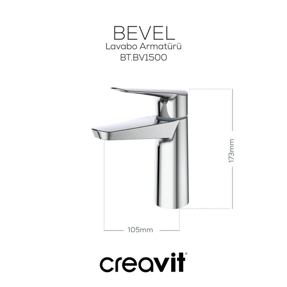 Creavit Bevel BV1500 Lavabo Bataryası - Resim 2