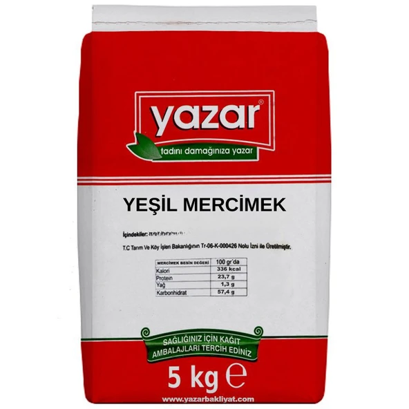 Yazar Yeşil Mercimek 5Kg ürün görseli 1