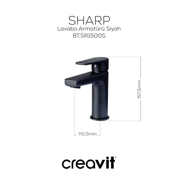 Sharp Lavabo Armatürü Siyah - Resim 2