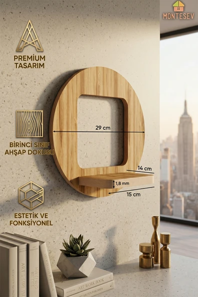 Ahşap Dekoratif Duvar Rafı 3 lü Set ( MTS-215 ) - Resim 5