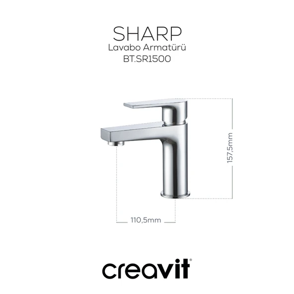 Sharp Lavabo Armatürü Krom - Resim 2