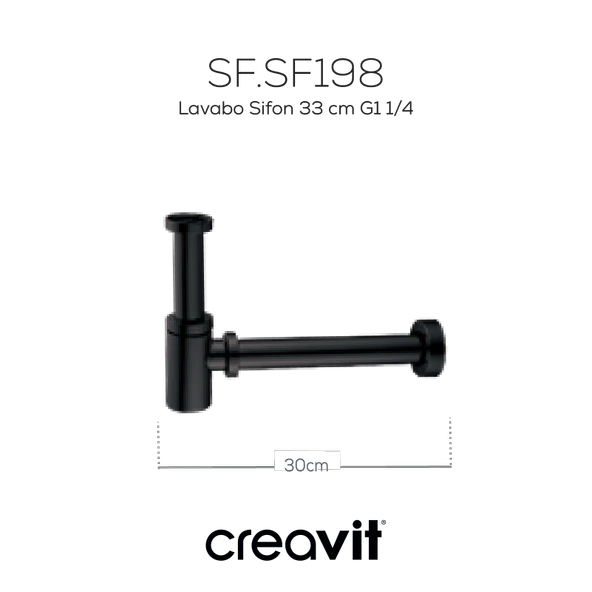 Lavabo Sifon 33 cm G1 1/4 mat siyah ürün görseli 1