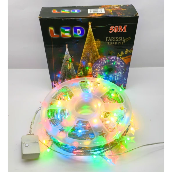 50 Metre RGB Yıldızlı LED Işık – 8 Modlu, 250 Yıldız, Yılbaşı ve Etkinlik Aydınlatması ürün görseli 1