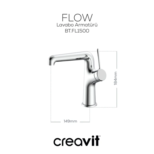 Flow Lavabo Armatürü Krom - Resim 2