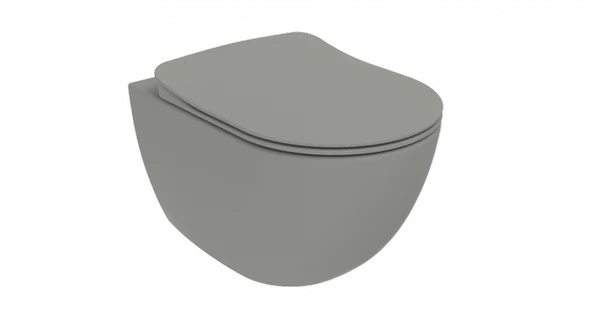 Free Rim-Off Duroplast Yavaş Kapanan Klozet Kapaklı Cool Grey Set ürün görseli 1
