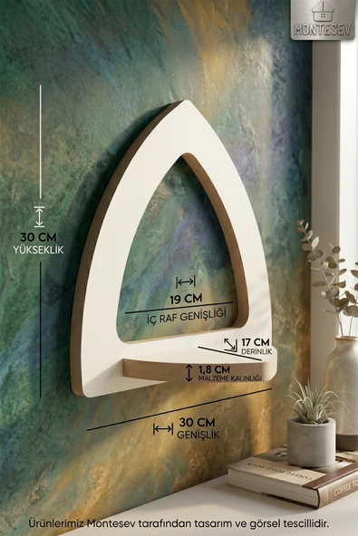 Ahşap Dekoratif Duvar Rafı 3 lü Set ( MTS-184 ) - Resim 6