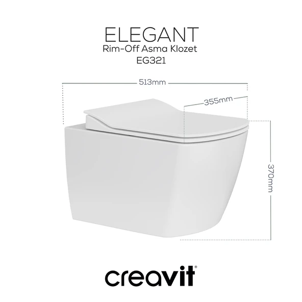 Elegant Rim-Off Asma Klozet ve Duroplast Yavaş Kapanan Klozet Kapağı ürün görseli 1