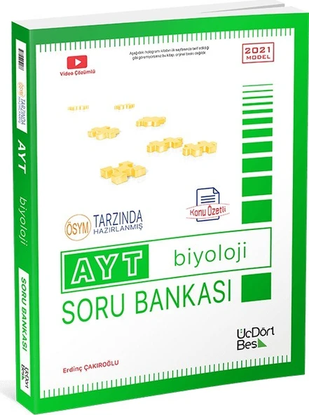 AYT Biyoloji Konu Özetli Soru Bankası Üç Dört Beş Yayınları ürün görseli 1