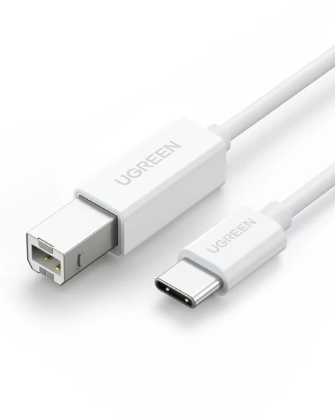 UGREEN USB-C - USB B Yazıcı Kablosu, 1.5 Metre, Beyaz, 40417 ürün görseli 1