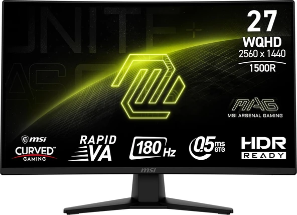 MSI MAG 274CQF 27" 0.5 ms 2K Curved 180 Hz Oyuncu Monitörü ürün görseli 1