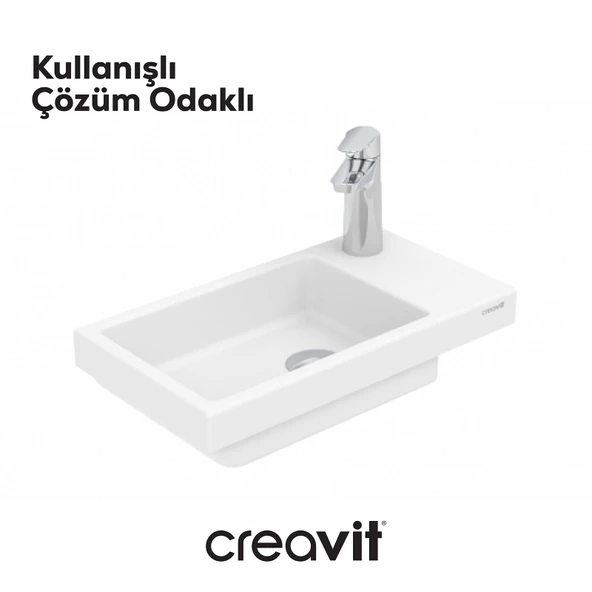 Elmas Lavabo 45 cm Beyaz - Resim 2