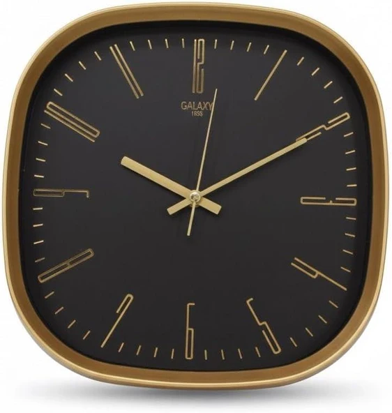 Galaxy Premium Serisi ABS Kasa Duvar Saati Oval 30 CM Gold-Siyah Klasik Kadran ürün görseli 1
