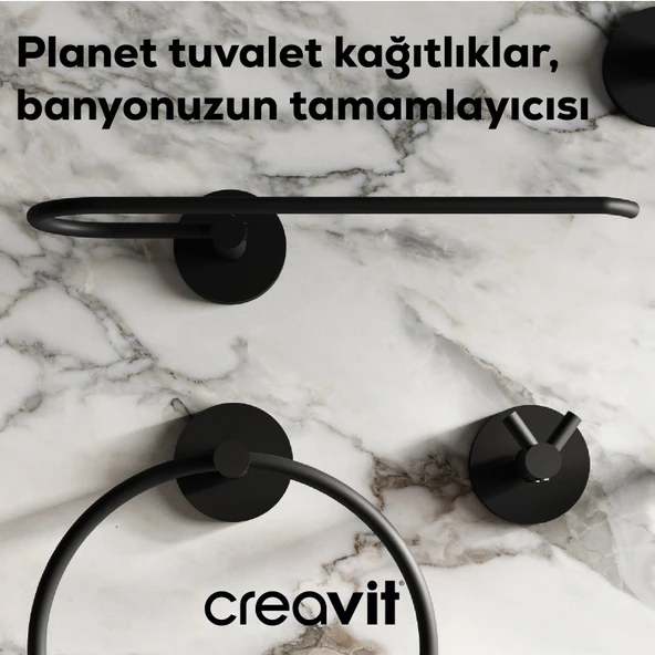 Planet Tekli Tuvalet Kağıtlığı Mat Siyah - Resim 5