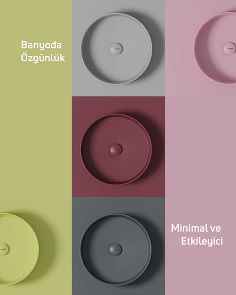 Loop Yuvarlak Masa Üstü Çanak Lavabo Ø45 cm Extra Berry - Resim 3