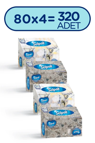 SELPAK El Ve Yüz Havlusu Kutulu Mermer Desen 4*80 Yaprak ürün görseli 1
