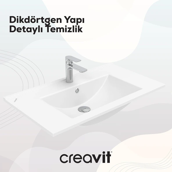 Su Etajerli Lavabo 80 cm Beyaz - Resim 3