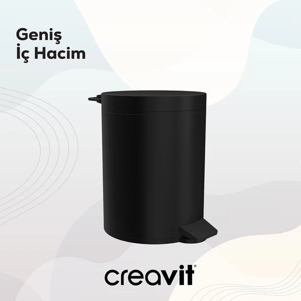 Pedallı Çöp Kovası (5 Lt) Mat Siyah - Resim 5