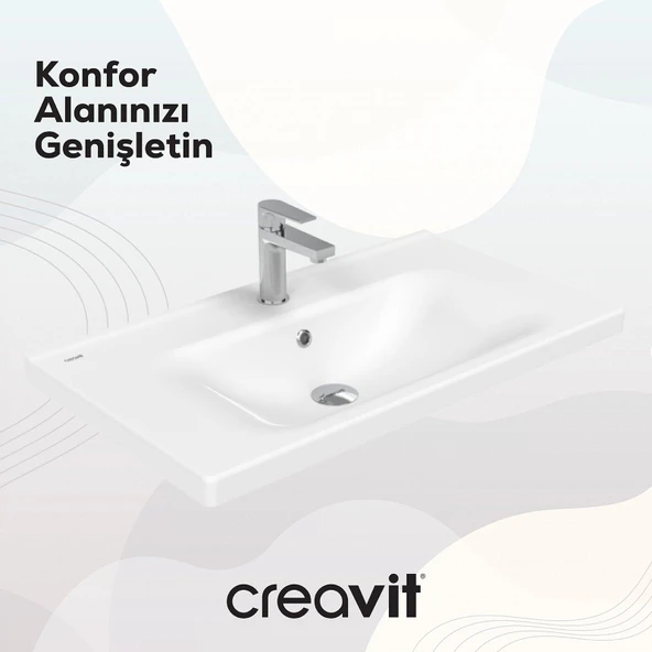 Eksen Etajerli Lavabo 80 cm Beyaz - Resim 5