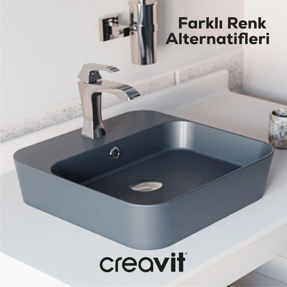 Loop Kare Çanak Lavabo 45 cm Beyaz - Resim 3