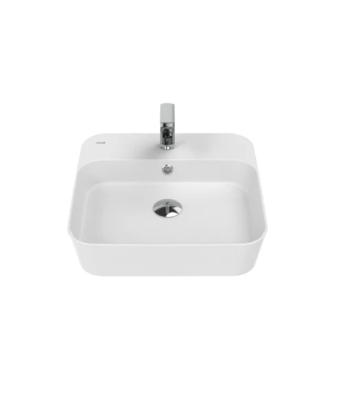 Loop Kare Masa Üstü İnce Çanak Lavabo 45 cm Extra Mat Beyaz ürün görseli 1