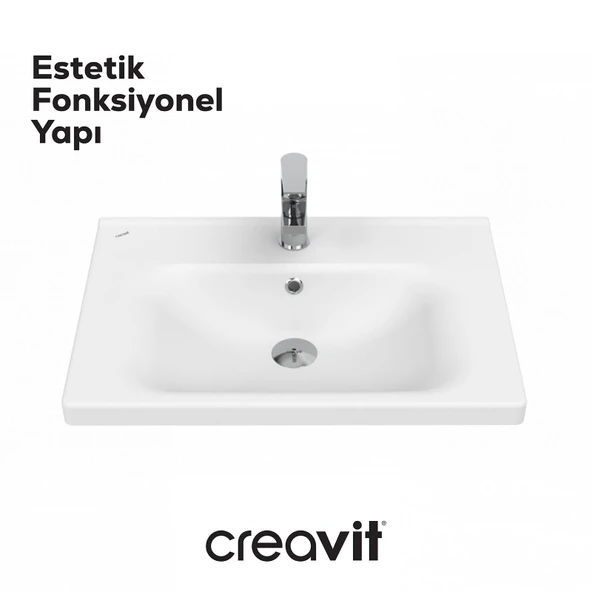 Eksen Etajerli Lavabo 65 cm Beyaz - Resim 2