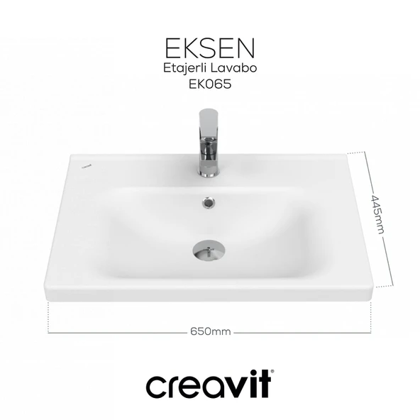Eksen Etajerli Lavabo 65 cm Beyaz - Resim 4