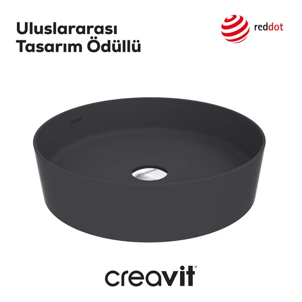 Loop Yuvarlak Çanak Lavabo Ø45 cm Mat Antrasit - Resim 3