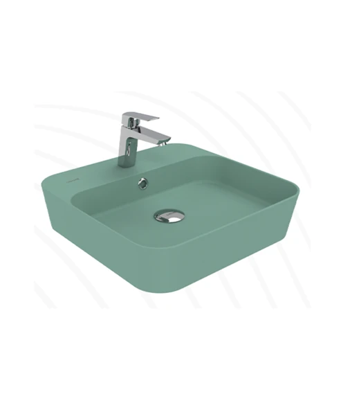 Loop Kare Masa Üstü İnce Çanak Lavabo 45 cm Nil Yeşili ürün görseli 1