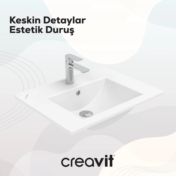 Su Etajerli Lavabo 60 cm Beyaz - Resim 3