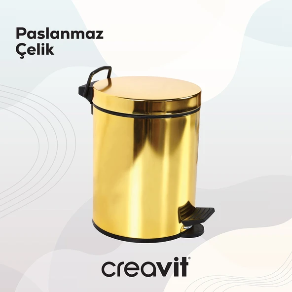 Çöp Kovası 12 Lt (Pedallı) Altın - Resim 5