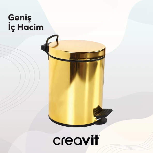Çöp Kovası 12 Lt (Pedallı) Altın - Resim 3