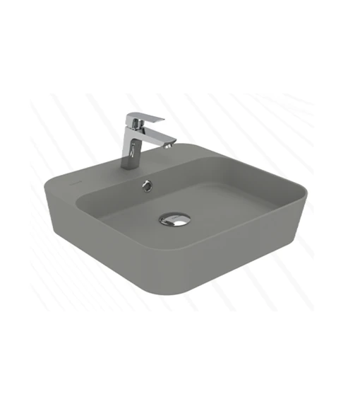 Loop Kare Masa Üstü İnce Çanak Lavabo 45 cm Extra Cool Grey ürün görseli 1