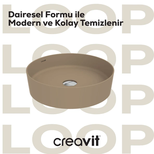 Loop Yuvarlak Çanak Lavabo Ø45 cm Mat Cappuccino - Resim 2