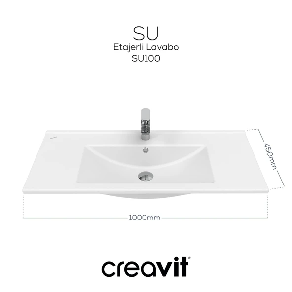 Su Etajerli Lavabo 100cm Beyaz - Resim 3