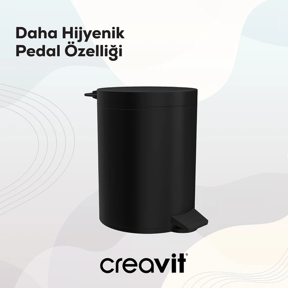 Pedallı Çöp Kovası (5 Lt) Mat Siyah - Resim 4