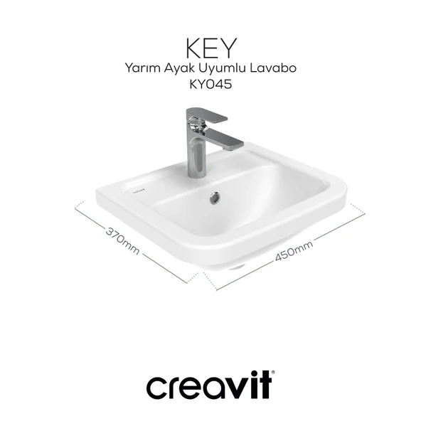 Creavit Key Köşeli Lavabo 36X45 Cm Beyaz ürün görseli 1