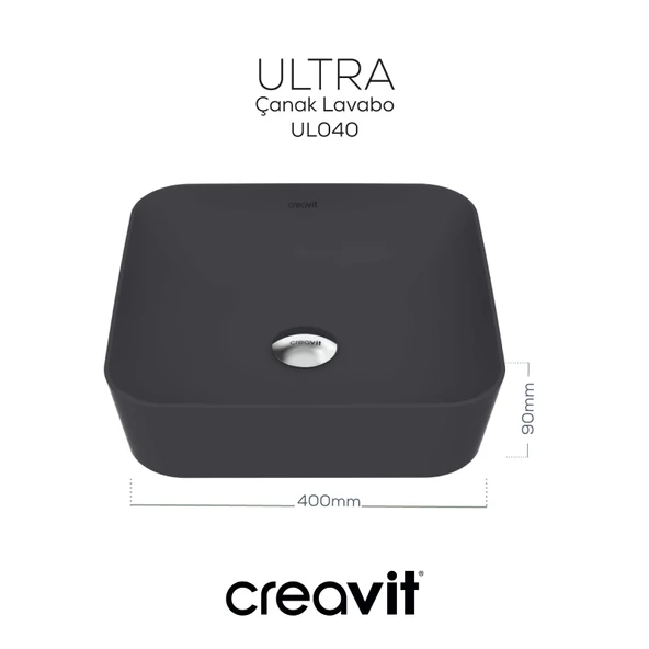 Ultra Kare Çanak Lavabo 40cm Mat Antrasit - Resim 4