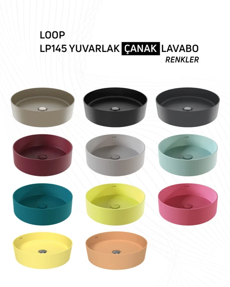 Loop Yuvarlak Masa Üstü Çanak Lavabo Ø45 cm Extra Mint - Resim 5