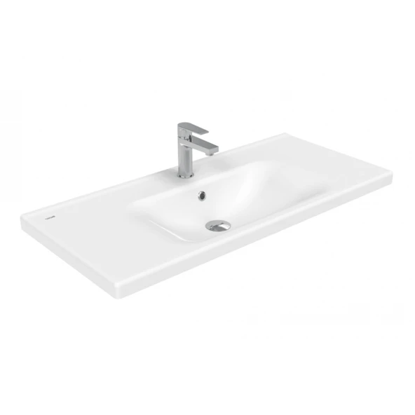 Eksen Etajerli Lavabo 100 cm Beyaz ürün görseli 1