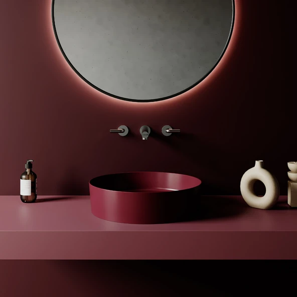 Loop Yuvarlak Masa Üstü Çanak Lavabo Ø45 cm Extra Berry - Resim 2