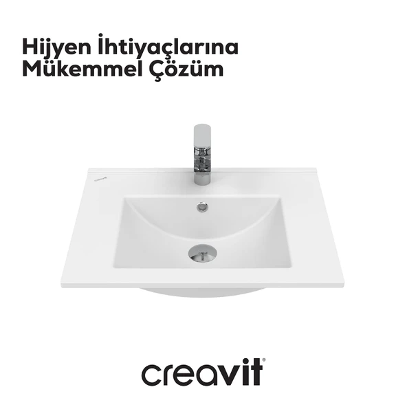 Su Etajerli Lavabo 60 cm Beyaz - Resim 2