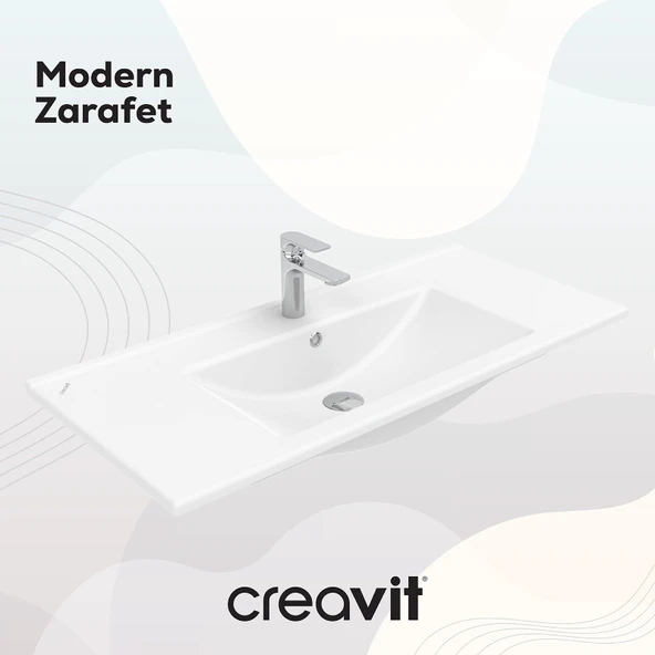Su Etajerli Lavabo 100cm Beyaz - Resim 4