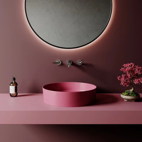 Loop Yuvarlak Masa Üstü Çanak Lavabo Ø45 cm Extra Sakura - Resim 2